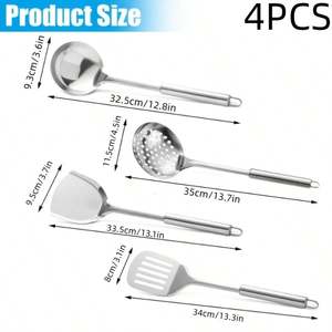 Ensemble <span class=keywords><strong>de</strong></span> 4/6 ustensiles <span class=keywords><strong>de</strong></span> <span class=keywords><strong>cuisine</strong></span> en acier inoxydable, facile à nettoyer, facile à accrocher et à ranger - Product Image 4