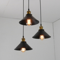 Lustre LED à 3 têtes, lampe moderne en métal noir, style industriel, lampe suspendue rétro, restaurant, loft, luminaires suspendus E26 E27