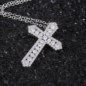 Dây Chuyền Mặt Chữ Thập Cao Cấp CAOSHI Cho Nam Nữ Dây Chuyền Chữ Thập Đá Zircon Màu Bạc Cổ Điển Unisex - Product Image 1