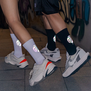 Cycling Crew Socks Cotton Reflective Yellow For Men Women Outdoor Sports Summer Wear - Product Image 4