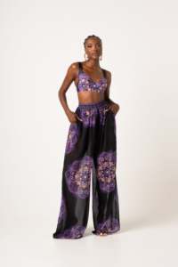 Oem personalizado Crop Tops patrón estampado largo Kimono gasa pantalones Casual Co Ord elegante juego de 3 piezas Conjunto para las mujeres - Product Image 2