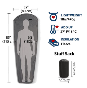 Sac de couchage léger en polaire douce <span class=keywords><strong>pour</strong></span> sac de couchage momie <span class=keywords><strong>pour</strong></span> sac à dos, camping, voyage - Product Image 2