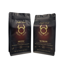 Sac d'emballage pour café à fond plat noir mat imprimé sur mesure avec fermeture éclair pour grains de café