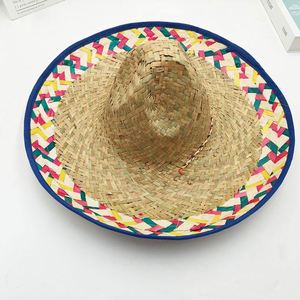 Sombrero de Paja Tejido a Mano Estilo Mexicano Personalizado, Sombrero de Sol de Fibra de Bambú Natural, Accesorios para Fiesta, Carnaval, Fotomatón, Ala Flexible - Product Image 5
