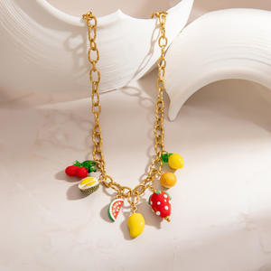 Collar con <span class=keywords><strong>Colgante</strong></span> de Fruta SUMMLY, Bonito, al por Mayor, Chapado en Oro de 18K, Acero Inoxidable, para Mujer, Joyería de Moda - Product Image 3