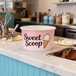 ETpack Custom blu cono Gelato bicchieri di carta all'ingrosso Premium Dessert Packaging per gelaterie eventi da forno contenitori per alimenti da forno - Product Image 5