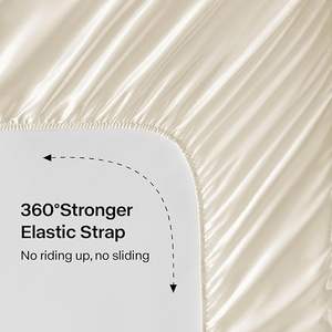 <span class=keywords><strong>Beige</strong></span> 4 piezas de lujo suave y sedoso sábanas juegos de cama de satén con 1 sábana bajera de bolsillo profundo 1 sábana plana y 2 fundas de almohada - Product Image 5