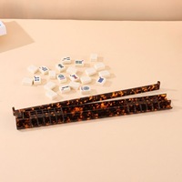 Plateau de Mahjong universel américain léger en écaille de tortue de 17,5 pouces, en acrylique antidérapant, multifonctionnel, avec règle de poussée pour jeux