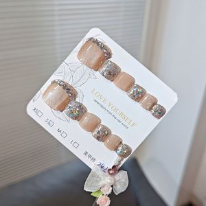 Lot de 12 faux ongles de pieds en ABS de haute qualité, forme stiletto, à couverture complète, avec colle pour application sur les doigts - Product Image 3