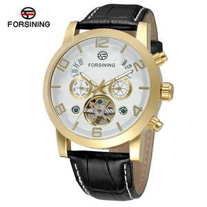 Montres-bracelets automatiques de luxe pour hommes de la <span class=keywords><strong>marque</strong></span> Forsining, affichage de l'année et du mois, <span class=keywords><strong>montre</strong></span> mécanique pour hommes avec bracelet en cuir - Product Image 6