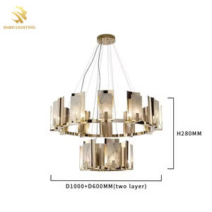 アメリカンデザインの高級レストラン用大理石シャンデリア、モダンなリングシャンデリア、クリエイティブな高級LEDレストランシャンデリア - Product Image 5