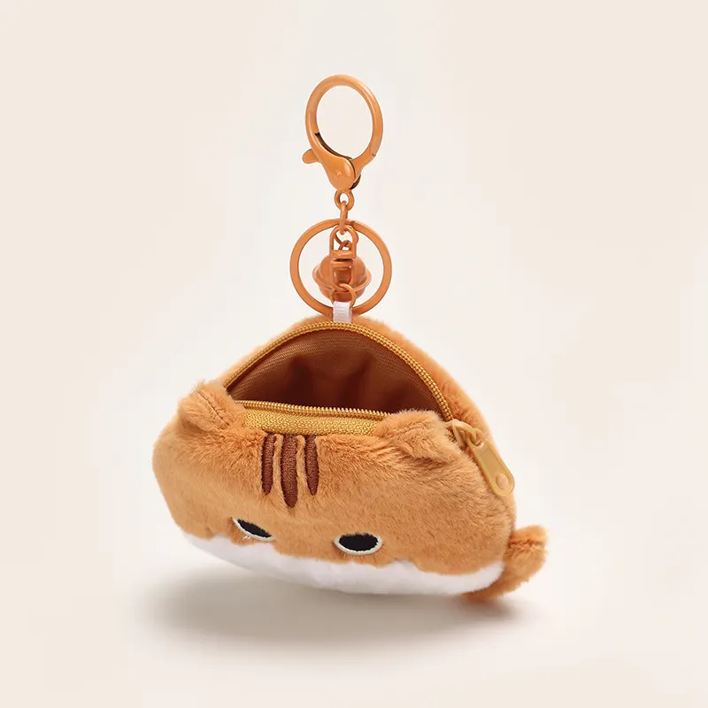 जिनन्यू कावई कार्टून पेंडेंट एनीमे आलीशान खिलौना प्यारी बिल्ली मछली सिक्का पर्स अनुकूलित पशु प्रोमोशनल आलीशान चाबी का गुच्छा गुड़िया खिलौने