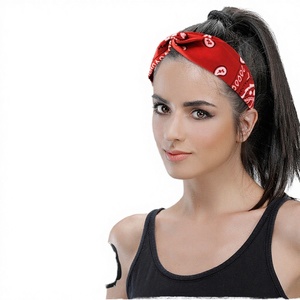 Al por mayor: Bandanas elásticas de poliéster para yoga y deportes, con absorción de sudor, anudadas, anchas, con estampado tie-dye y geométrico, estilo turbante, en colores arcoíris. - Product Image 3