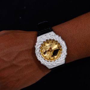 Vente en gros usine : Pièces de <span class=keywords><strong>montre</strong></span> GA2100, Lunette de <span class=keywords><strong>montre</strong></span> plaquée or avec diamants Moissanite VVS, entièrement sertie, Bijoux de fête pour hommes - Product Image 5