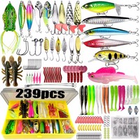 Kit de leurres de pêche en eau salée 83/133/193/239/409 pièces pour truite, brochet, achigan avec composants métalliques, ensemble multi-leurres, boîte à pêche, équipement professionnel