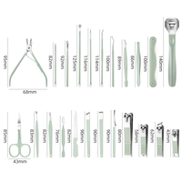 Ensemble de manucure et pédicure en gros 7/10/12/16/22/35 pièces en acier inoxydable vert, coupe-ongles, lime, kit de soin des doigts et des orteils avec logo personnalisé