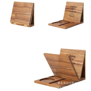 Wooden Foldable Book Rack With Cup Holder And Phone <b>Stand</b> For Desktop Reading Storage - Product Image 5