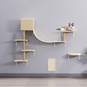 Eco-Friendly Modern <strong>Cat</strong> <strong>Wall</strong> Shelves with Wood &amp; Sisal <strong>Wall</strong>-Mounted <strong>Cat</strong> <strong>Tree</strong> and Stairs - Product Image 2