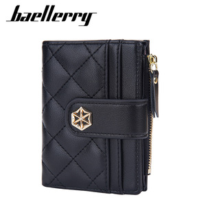 Baellerry Women's Short <b>Wallet</b> Black PU Leather Quilted Zipper Multifunctional Card <b>Holder</b> Everyday Use - Product Image 1