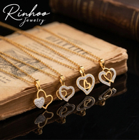 RINHOO - Collar de Acero Inoxidable de Alta Calidad Chapado en Oro de 18k para Mujer, Collar de Corazón de Acero Inoxidable, Regalo de Joyería