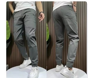 Pantalones Casuales <span class=keywords><strong>de</strong></span> <span class=keywords><strong>Verano</strong></span> para <span class=keywords><strong>Hombre</strong></span>, Finos, Suaves, Elásticos, con Cordón en la Cintura, Color Sólido, Bolsillo con Apliques, Estilo Coreano, Gris, Negro, Pantalones <span class=keywords><strong>de</strong></span> <span class=keywords><strong>Trabajo</strong></span> para <span class=keywords><strong>Hombre</strong></span> - Product Image 4
