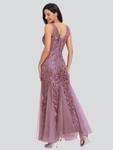 Robe de Soirée Formelle Femme Scène Défilé Sans Manches Broderies Perles Col V Élégante <span class=keywords><strong>Jupe</strong></span> Sirène - Product Image 5