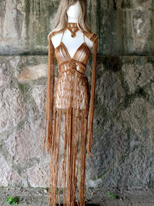 Abito 2024 da donna fatto a mano dea greca romana abito di un pezzo con nappine Sexy Design bohémien Vocation Beach Party abiti da donna - Product Image 4