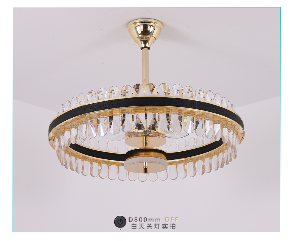New design  chandelier fan good quality transparent blades ceiling fan lamp with remote control