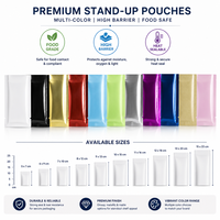 Pochette plate en aluminium multicolore, scellée sur trois côtés, thermoscellable, pour échantillons de poudre cosmétique, vente en gros