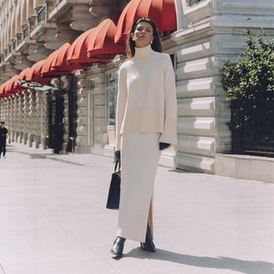Traje de suéter de punto para mujer, nuevo modelo de otoño-invierno, holgado, elegante, <span class=keywords><strong>con</strong></span> <span class=keywords><strong>falda</strong></span> dividida - Product Image 2