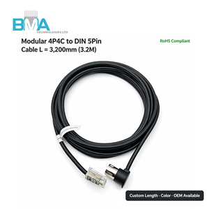 Kabel DIN ke RJ9 4P4C 3.2M 4Core Berpelindung Khusus dengan Konektor Berlapis Emas untuk Transmisi Sinyal Instrumen - Product Image 4