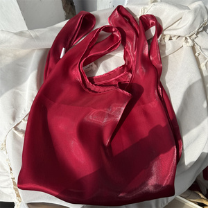 Wholesale Fashion Shopping Shiny Organza Tote Bag Transparent Yarn Hand Carry <b>Light</b> Make-up Bag with Custom Logo Label - Product Image 3