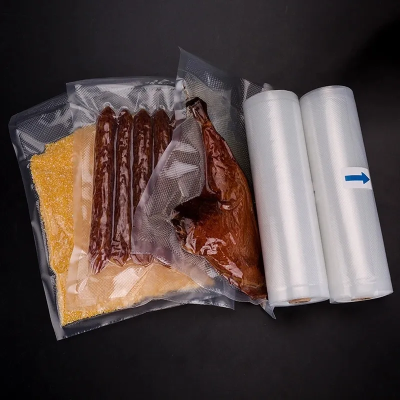 30cm*500cm Moisture Proof Heat Seal Transparent Nylon Vacuum Plastic Food Packing Bags For Ham Meat plastic packaging bags