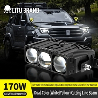 Phare de travail LED tout-terrain pour voiture, 85W 12V-24V, universel pour SUV, camion, voiture, 3 faisceaux LED, barre lumineuse de travail, projecteur, lampe de travail