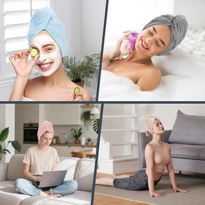 Toalla de microfibra ecológica tejida para el cabello, personalizada, súper suave, absorbente, de secado rápido, control de encrespamiento, con correa elástica para mujer - Product Image 2