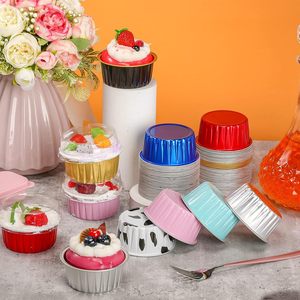 Cupcake Baking Cups <b>Containers</b> Disposable Baking Pans <b>Aluminum</b> Foil Baking Ware for Cake Cup with Lids - Product Image 4