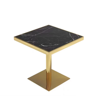 Nouvelle table à manger carrée en pierre frittée avec base en acier inoxydable pour la maison, le restaurant, l'hôtel, le salon