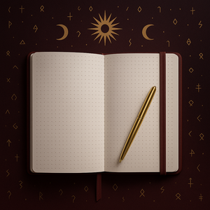 Cuaderno con Símbolos Místicos Rojo A5, Diario con Cubierta Dorada, Papel de 160 g/m², Cinta Doble, Estilo Vintage, Astrología, Ocultismo, Regalo - Product Image 5