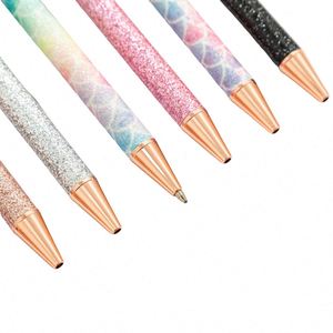 Custom Logo Luxury Retractable Signature Ballpoint <b>Pen</b> Promotional Glitter Sparkly Aluminum Metal <b>Pen</b> Signature Gifts for Office - Product Image 3