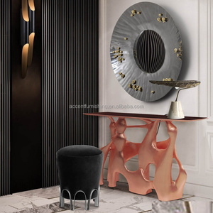 Personalizzato Design moderno irregolare in vetroresina consolle <span class=keywords><strong>tavolo</strong></span> di lusso nero <span class=keywords><strong>angolo</strong></span> <span class=keywords><strong>tavolo</strong></span> per soggiorno a casa o sala - Product Image 4