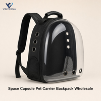 Sac à dos de transport pour animaux de compagnie en forme de capsule spatiale avec fenêtre transparente, sac à dos respirant pour chat avec ouvertures d'aération et poche en filet