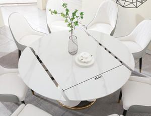 Fashion Modern Marble <b>Foldable</b> Square Top Dining <b>Table</b> with Adjustable Retractable Design Waterproof 8 Pcs <b>Chairs</b> for Hotel Use - Product Image 5