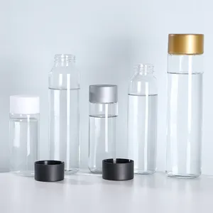 250ml 300ml 400ml 500ml 750ml bouteille d'eau en verre à large bouche bouteille de boisson avec couvercle en plastique