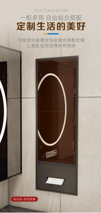 Armoire de niche moderne de luxe en acier inoxydable 304 durable avec porte dissimulée, rangement en verre et panneau arrière miroir pour salle de bain, hôtel, appartement - Product Image 4