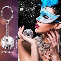 Porte-clés en caoutchouc sur commande personnalisée, ensemble de porte-clés boule disco colorée, porte-clés boule miroir argentée, design personnalisé pour fête à thème années 70, OEM