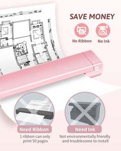 Impresora portátil M08F inalámbrica para viajes, impresora térmica <span class=keywords><strong>de</strong></span> dientes azules, impresora compacta pequeña sin tinta para el hogar y la Oficina - Product Image 5