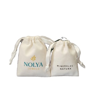 Custom Logo Cotton Jewelry <b>Drawstring</b> <b>Bag</b> for Women Luxury Organize Wedding Gift <b>Makeup</b> Packaging Candy Pouches - Product Image 1
