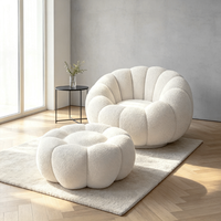 Fauteuil paresseux Tenghang en forme de citrouille, une place, en tissu Sherpa, confortable, pour salon, chambre, appartement, pouf