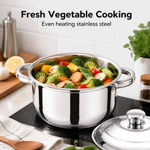 Ustensiles de cuisine en acier inoxydable brillant, produit utile pour la cuisine à domicile, ensemble de casseroles multi-tailles, compatible avec tous les types de cuisinières courantes - Product Image 4