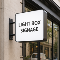 Boîte à lumière LED ronde personnalisée, double face, pour extérieur, montage mural, enseigne de logo pour restaurant, café, pâtisserie, enseigne projecteur